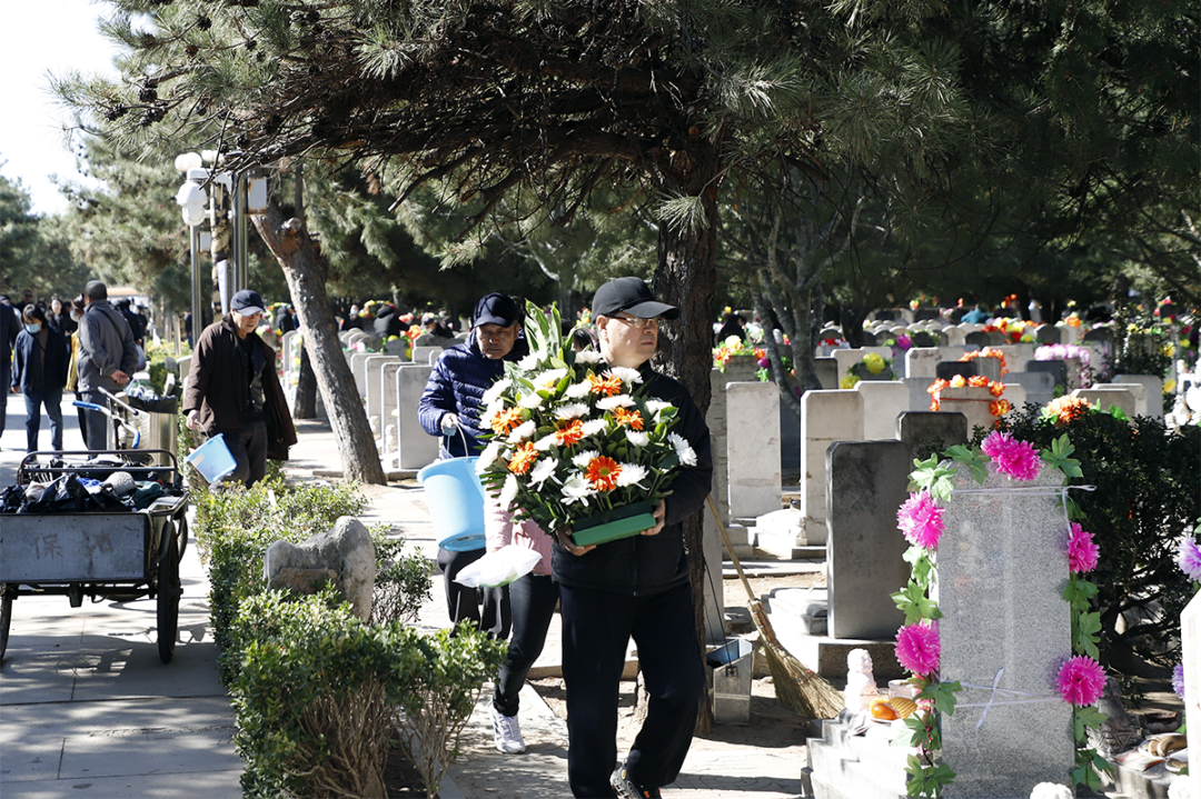 手捧鲜花寄哀思，潮白陵园迎来清明节前祭扫高峰